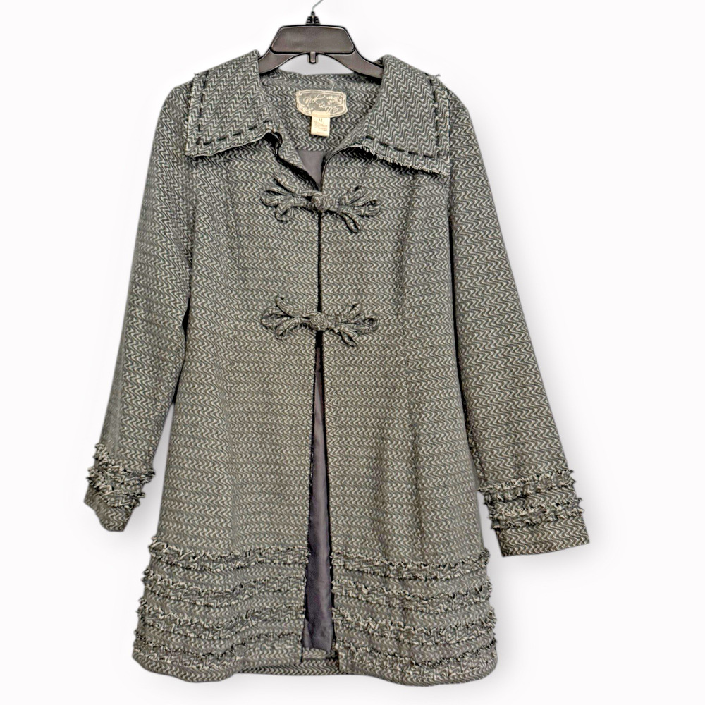 Vtg Anthropologie Nick & Mo WomensWool Coat Retro Ruffle Whimsicore